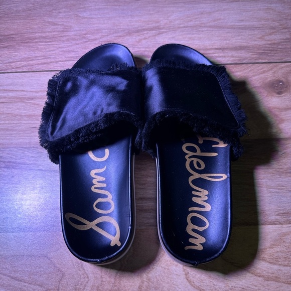 Sam Edelman Black Fringe Slide Sandals - Picture 6 of 12